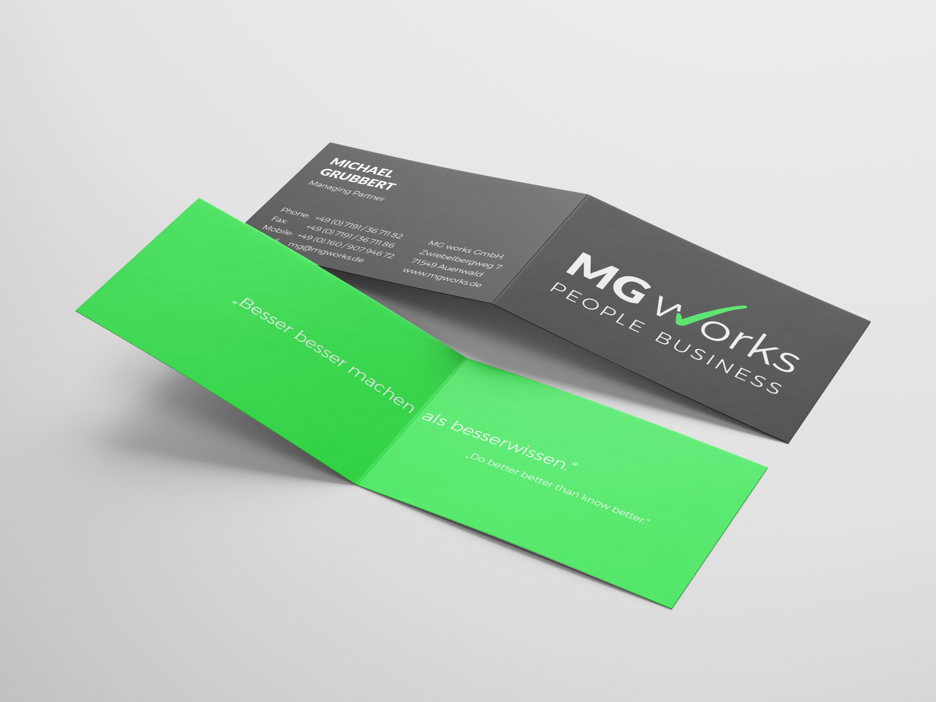 Unternehmensname, Logo, Claim, Visitenkarten, Geschäftspapier und Corporate Design