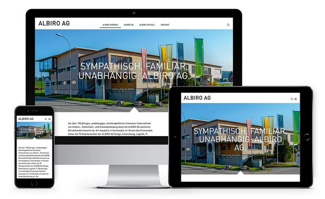 ALBIRO AG Dachmarkenwebsite