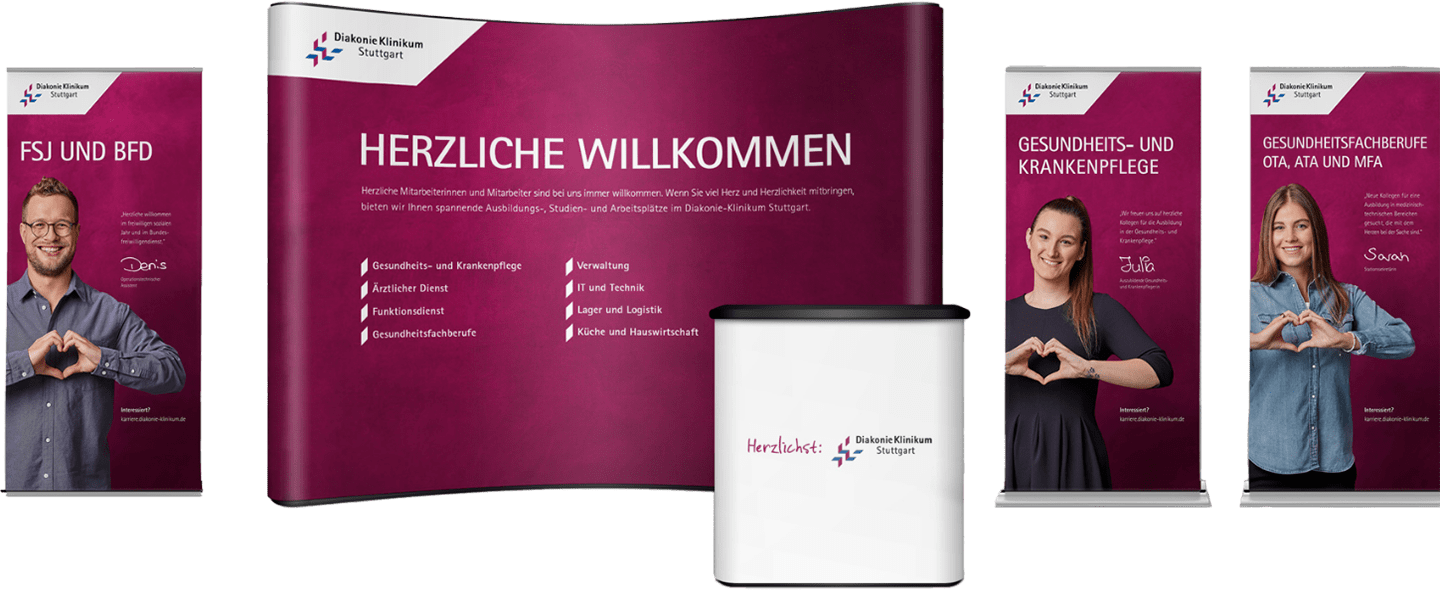SAHARA Referenz Diakonie Klinikum Stuttgart Karriere Rollups und Messestand